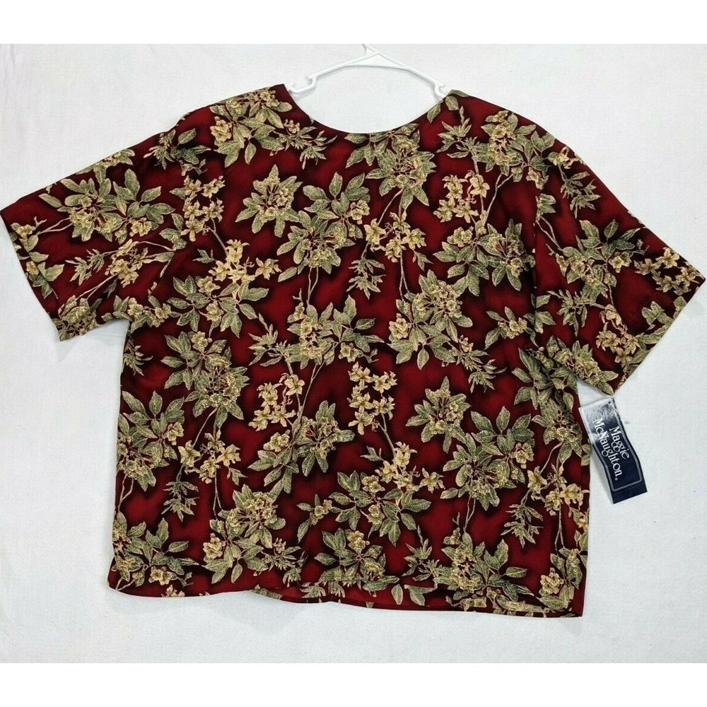 Maggie Mcnaughton Womens Shirt Size 22W Floral Short Sleeve Shoulder Pads‎
